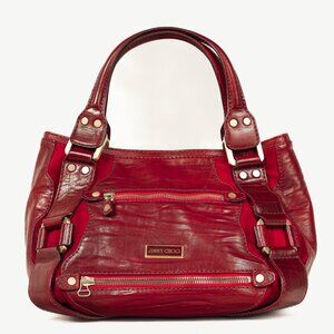 Jimmy Choo Mahala Red Slouchy Leather & Suede Shoulder Bag